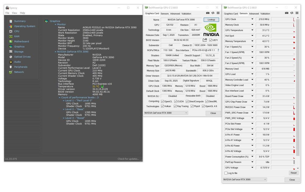 ТОП състояние Видео карта GPU Dell RTX 3090 24GB GDDR6X 384Bit