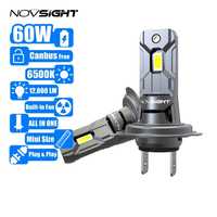 Set Becuri Led H7 6500k NovSight N64 1:1 CanBus 60w 12000 Lm/set