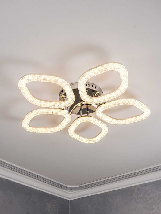 Lyustra LED, pultli, 3 xil yoritish rejim, zal, oshxona uchun qandil..