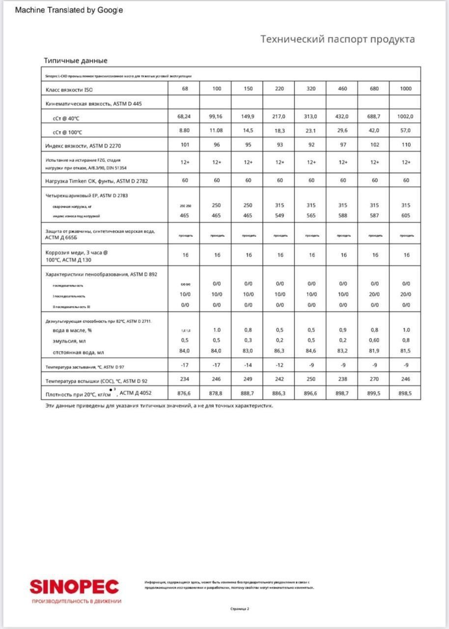 Sinopec L-HV46 Низкотемпературные Гидравлическое масло 200Л