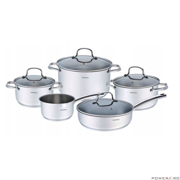 Set de 5 oale din inox, cu capac, premium, compatibil cu toate