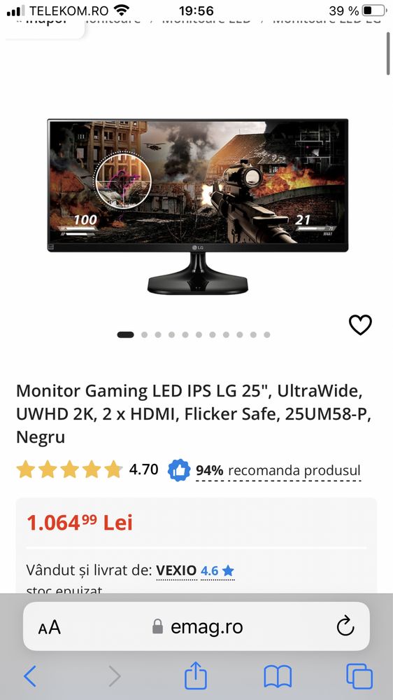 Monitor gaming LG 2k