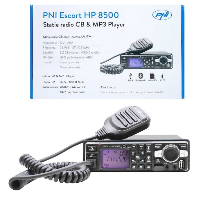 Statie radio CB si MP3 player PNI Escort HP 8500 ASQ 12V 24V 1DIN