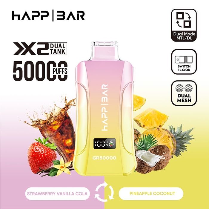 Vape happ bar 50000 puffs / 2 flavours