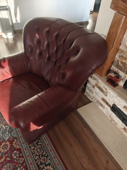 Fotoliu masiv piele Chesterfield