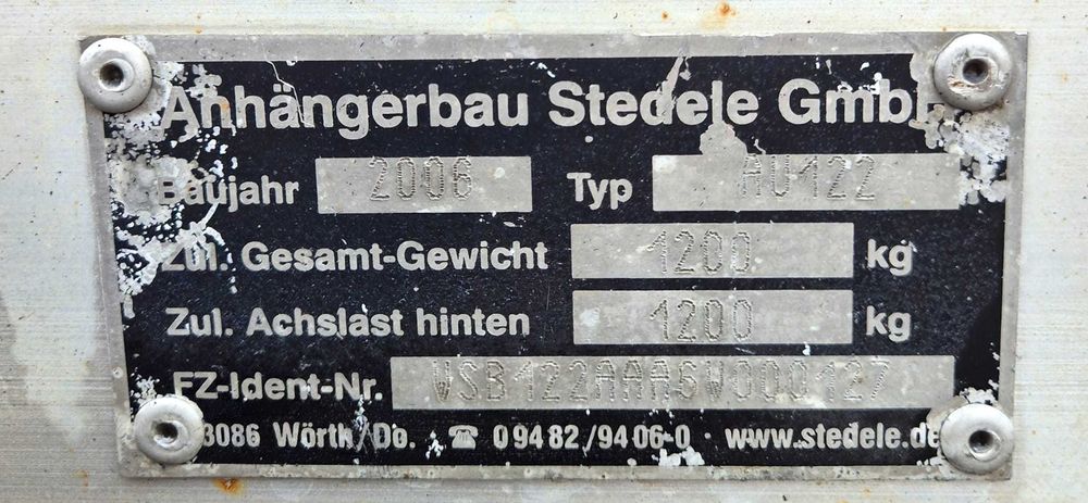 Remorca Stedele AU 122 , 1200 kg,  nu Pongratz , Stema...