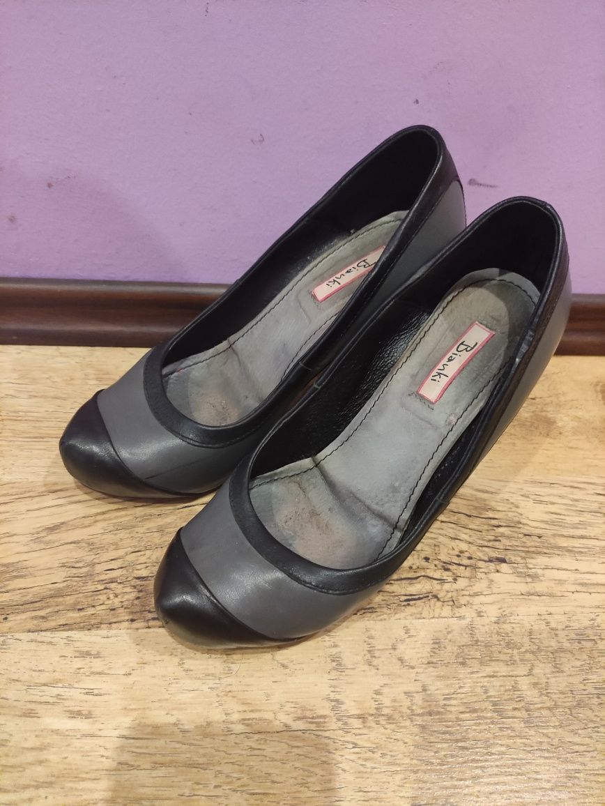 Черно сиви обувки на ток Bianki