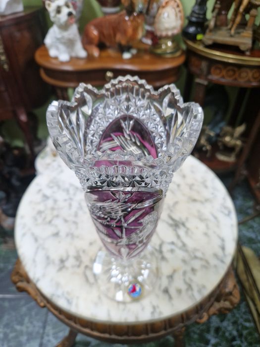 Прекрасна антикварна немска кристална ваза