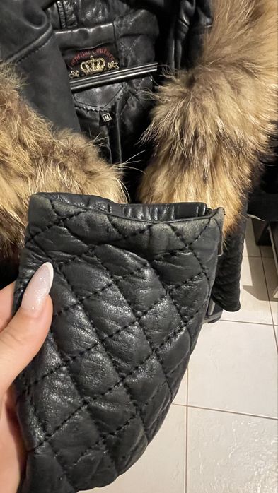 Дамско яке естествена кожа и косъм от лисица