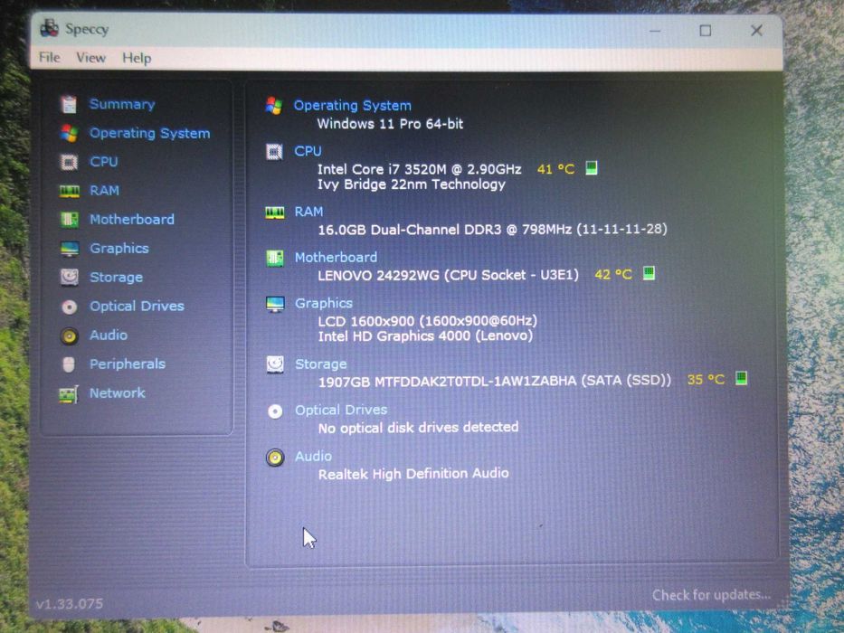 Лаптоп Lenovo Thinkpad T530,i7-3520M,16GB RAM,2TB SSD, нова 9кл. бат.