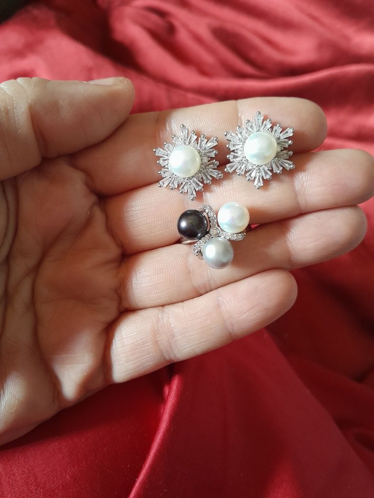 Ocazie Superbi cercei perle naturale ametist argint inel perle deosebi