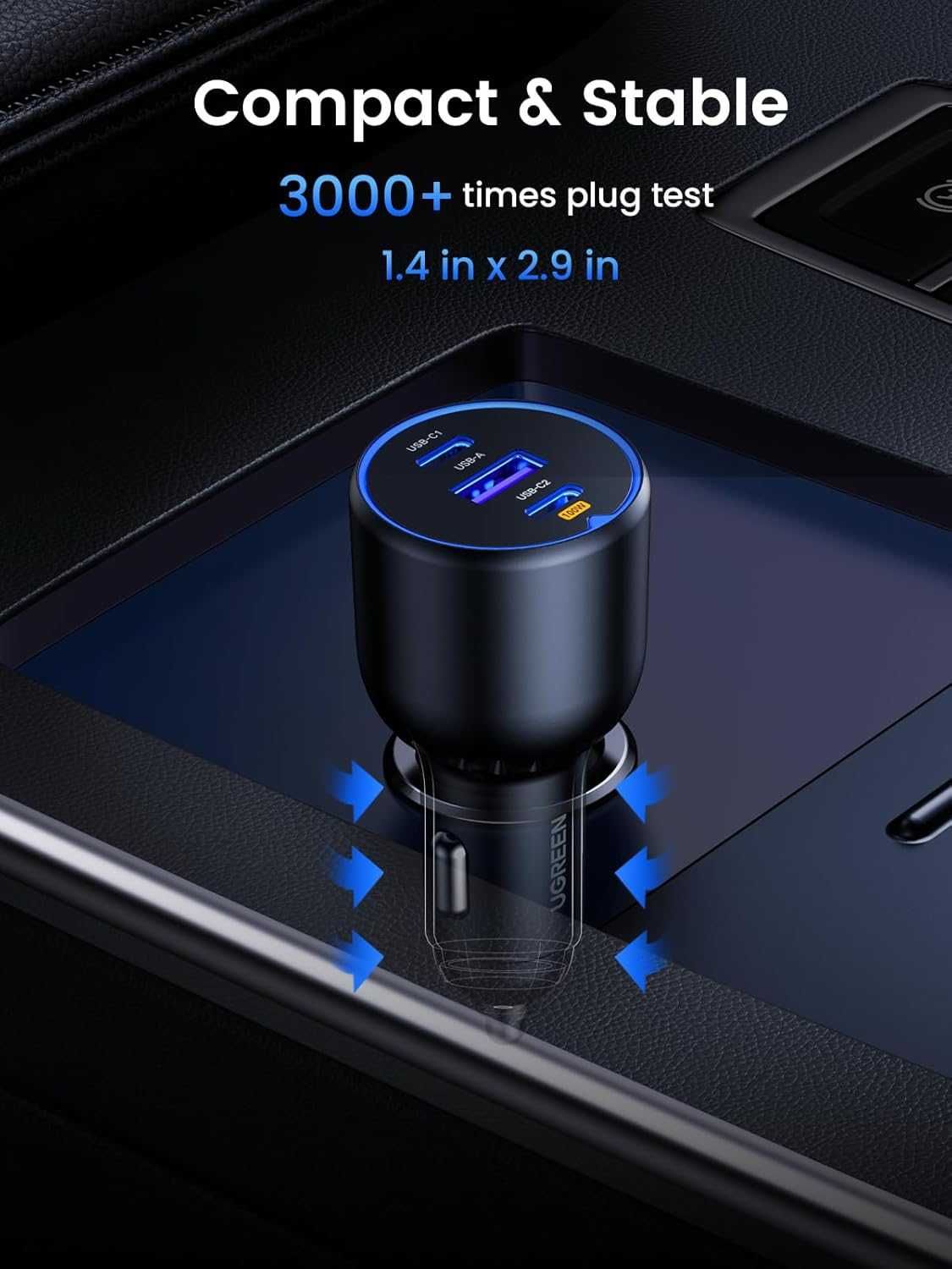 UGREEN 130W зарядно за автомобил,за телефони и лаптопи