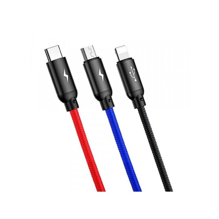 Cablu Incarcare USB-A - Lightning / microUSB / USB-C Baseus Colors 3in