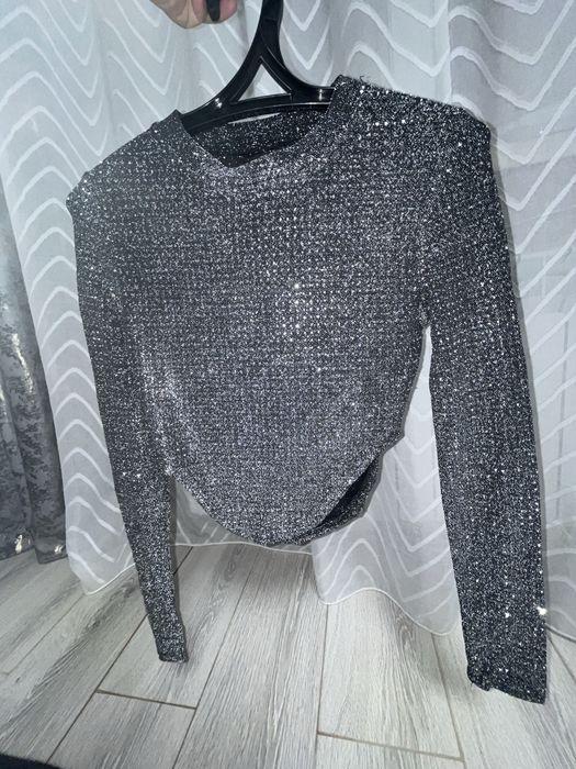 Блестящая кофта с длинным рукавом — вечерний топ