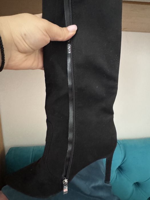 Cizme piele intoarsa cu toc stiletto