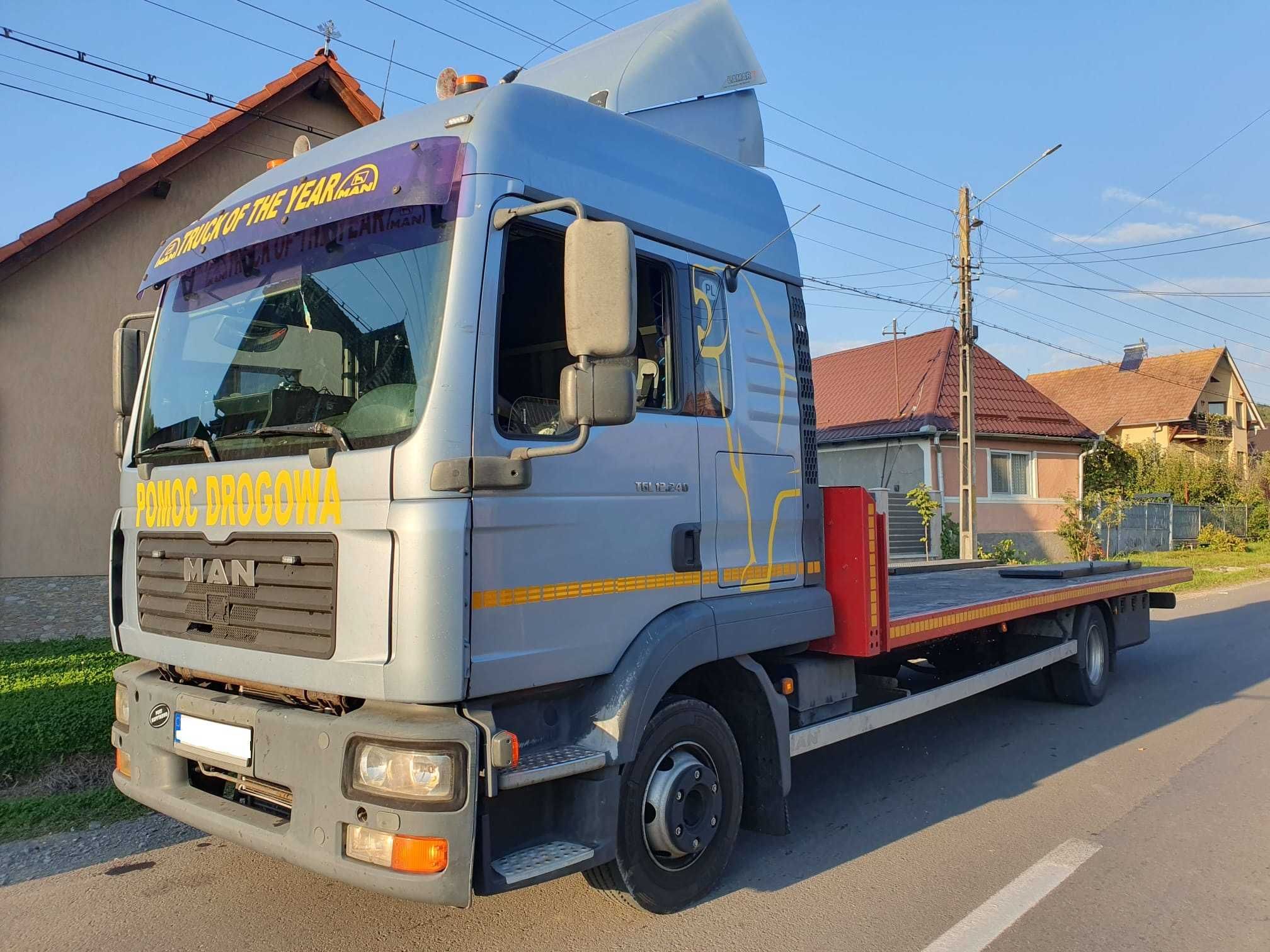 Man TGL 12.240, platforma , asistenta rutiera , transport utilaje