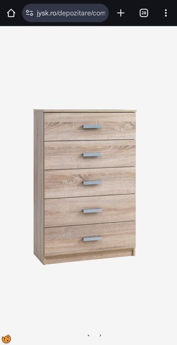 Comodă cu 5 sertare TAPDRUP lată stejar deschis,noua
