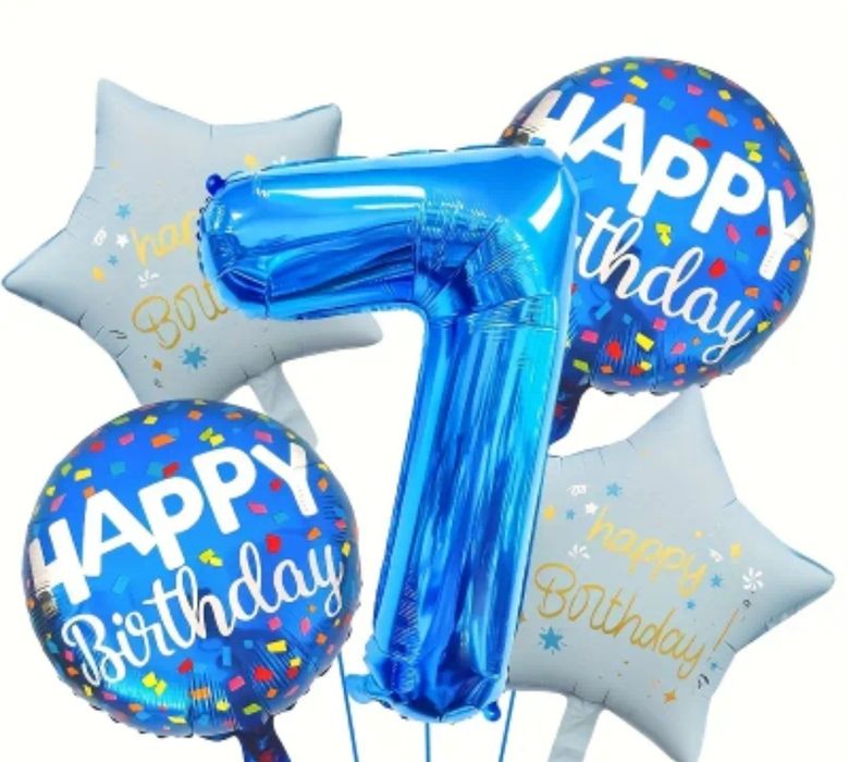 Baloane albastre aniversare 7 ani happy birthday decoratiune la multi