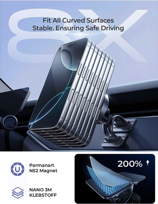 LISEN Qi2.2 25W MagSafe зарядно за кола, с вентилатор, 95W адаптер