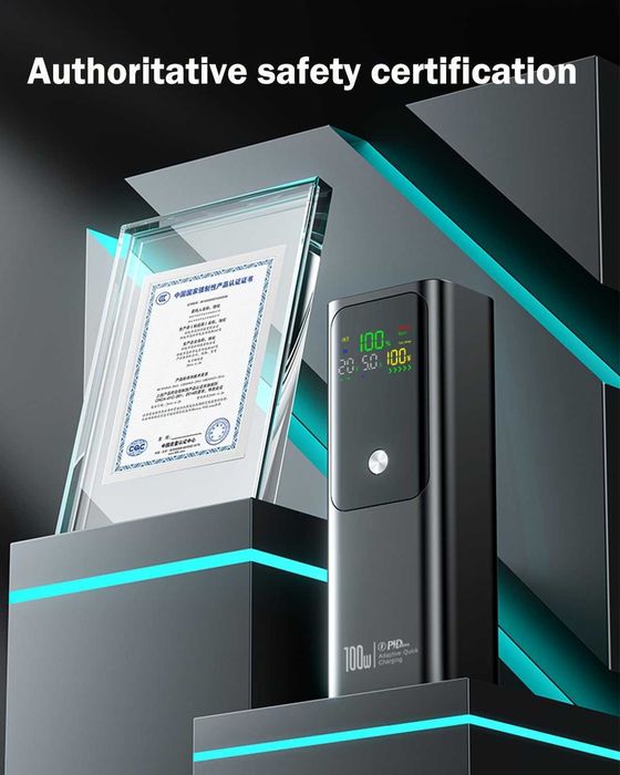 Power Bank 100W 20000mAh с дисплей – бързо зареждане, 3 порта, нов