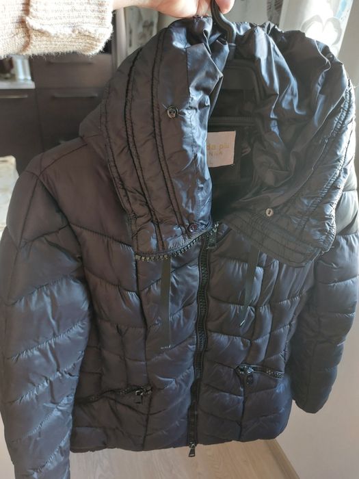 Черно дамско яке есен зима размер 38/40 (М/Л)