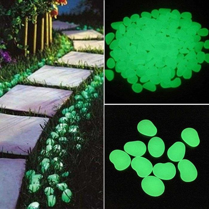 Pietre decorative fluorescente verzi 100 buc pentru alei vaze acvarii