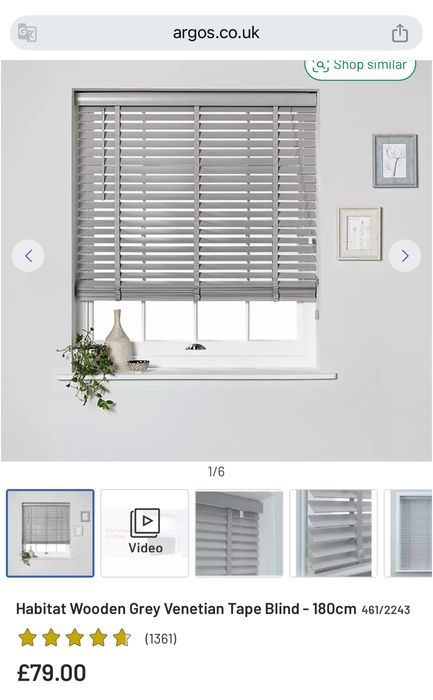 Jaluzea venetiana din lemn Gri Habitat 180 x160 cm