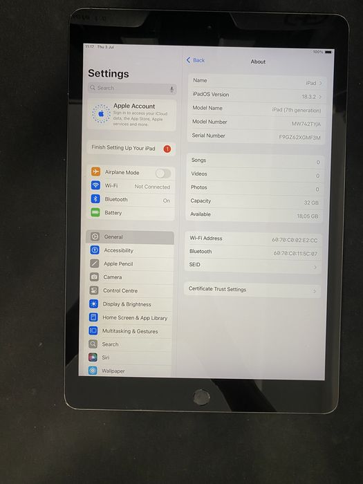 iPad 10.2” 2019 7th Gen Wi-Fi 32GB ID-XXL285