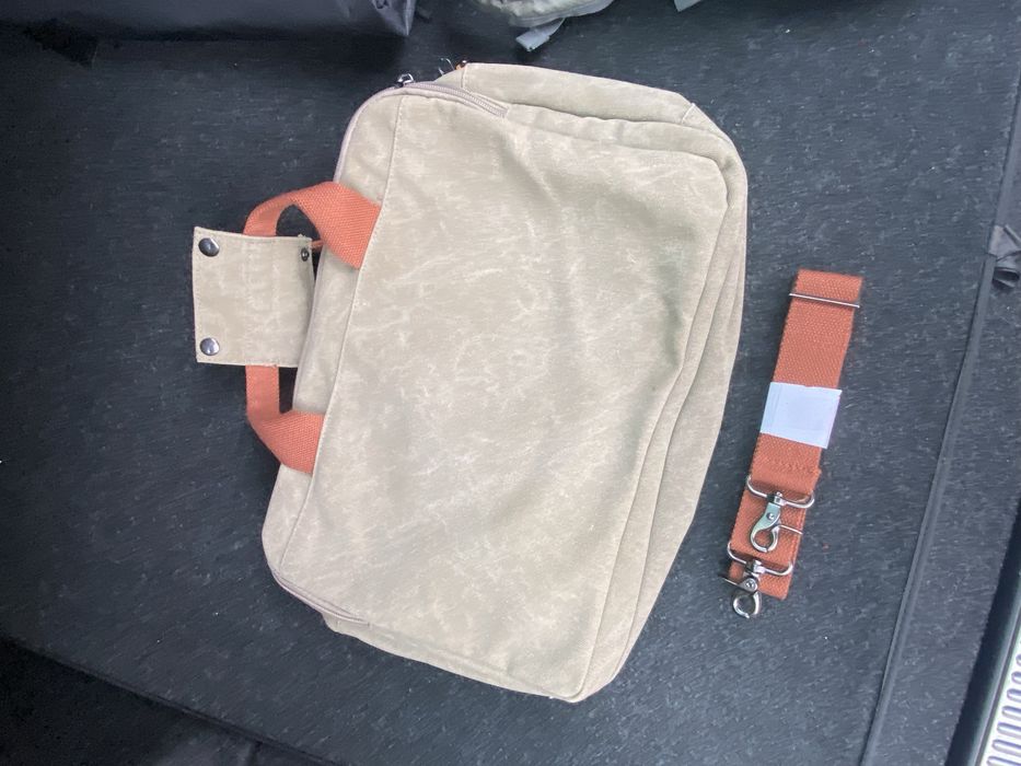 Чанта за лаптоп Ohushy 15,6“ кожа и лен