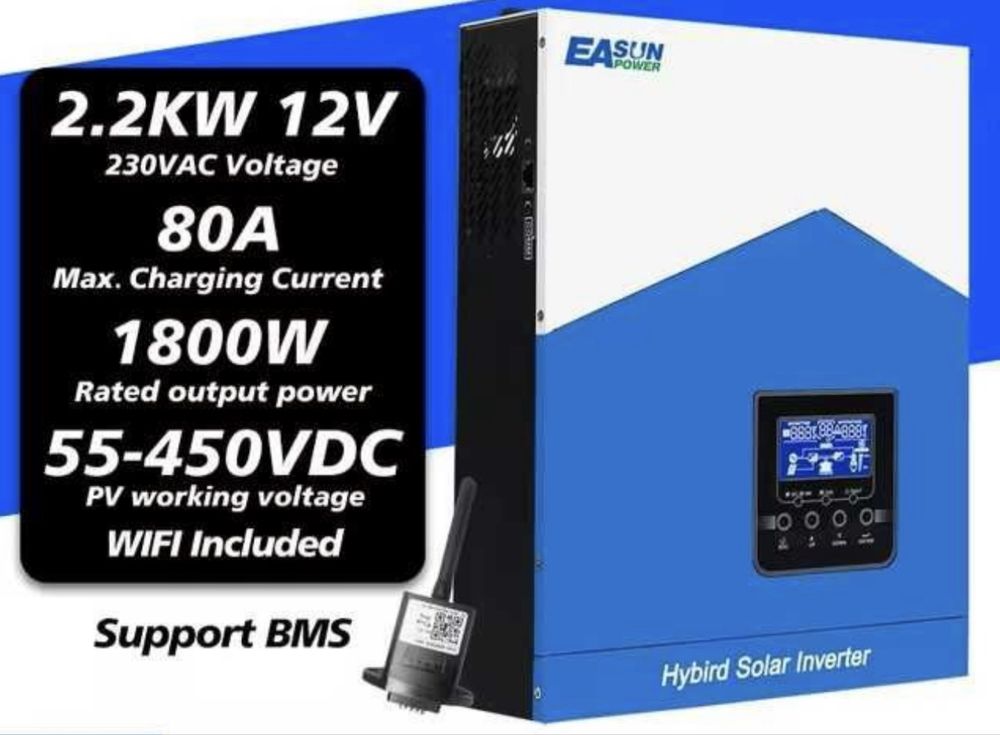 Invertor fotovoltaic EASUN 12V- 2,2 KW  NOU + MPPT+ WI-FI
