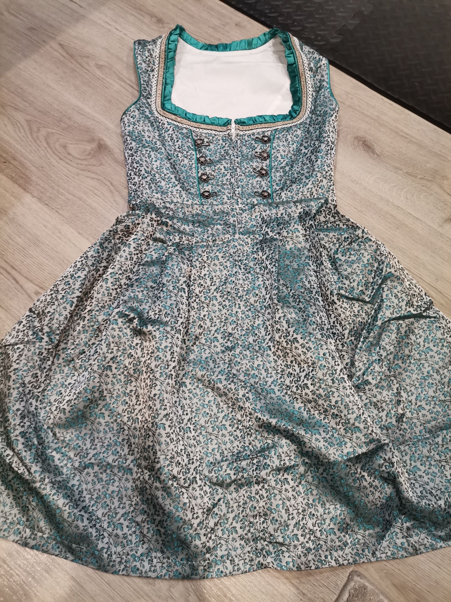 HAUSPROFI Дамска жакардова рокля от 2 части Dirndl, къса с престилка