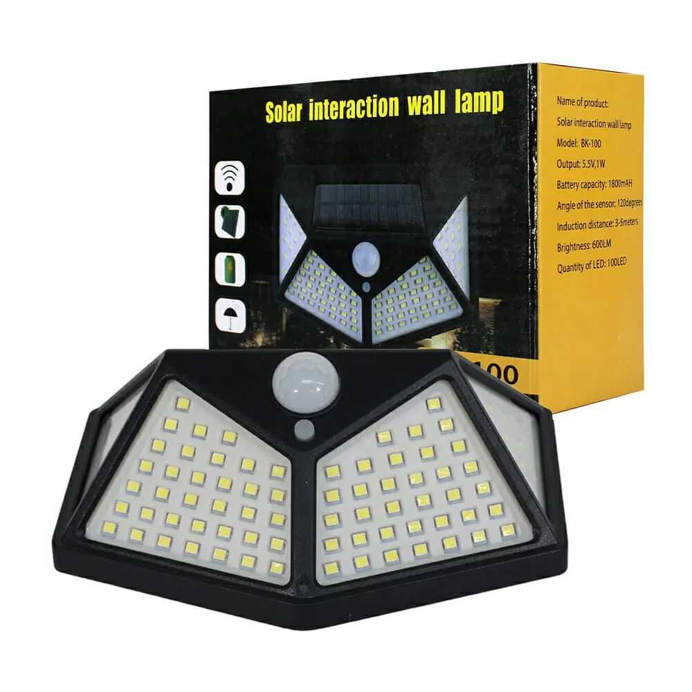 Соларна LED лампа за стена 100SMD Нова! С Гаранция