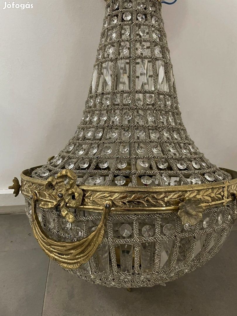 Elegant candelabru in stilul francez Empire cu elemente din sticla cri