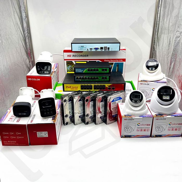 Камера видеонаблюдения HIKVISION комплект 4-16 для дома магазина офиса