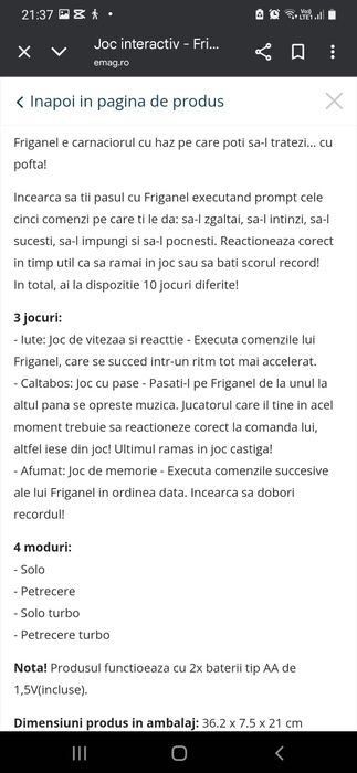 Joc interactiv copii,cârnăcior cu haz!