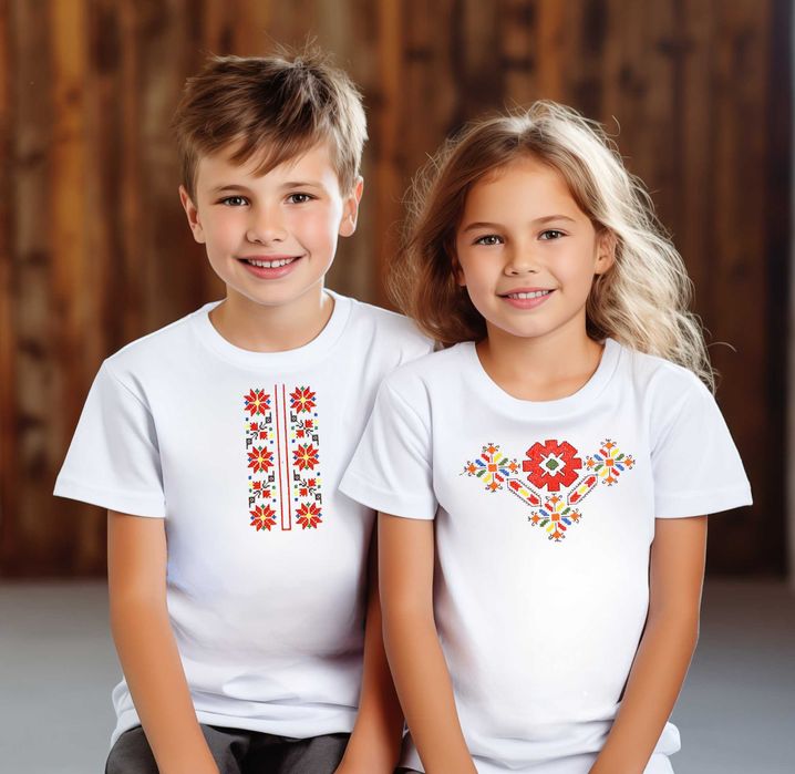 Детска тениска с бродирана шевица