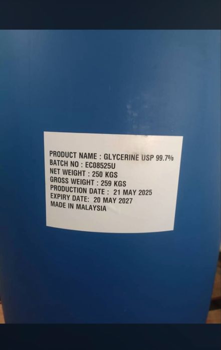 Глицерин. Малайзия 99.7%. Мин заказ 1 бочка (250кг). 45000 сум/кг.