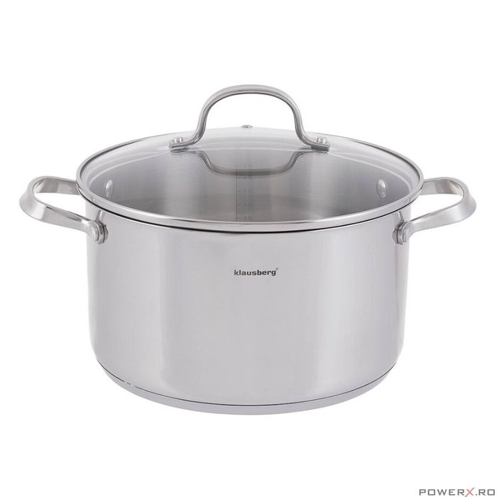 Oala din inox cu capac din sticla, 18cm 2,5litri, compatibila cu toate