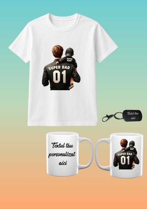 Set cadou: tricou, cană și breloc personalizate la 100 lei