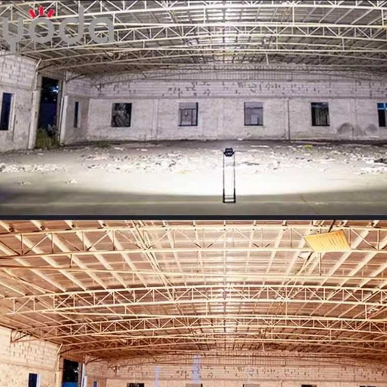 Мощен акумулаторен ЛЕД прожектор 200W 10A фенер с стойка за шпакловка