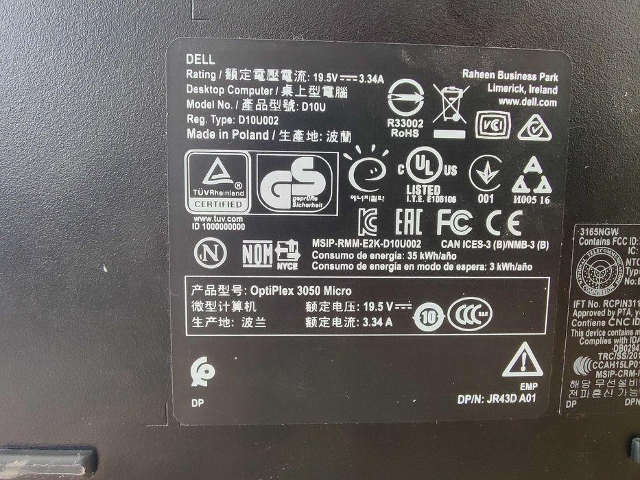 Dell Optiplex 3050 Micro Intel i5-7500T/16GB RAM/256 GB SSD/WiFi