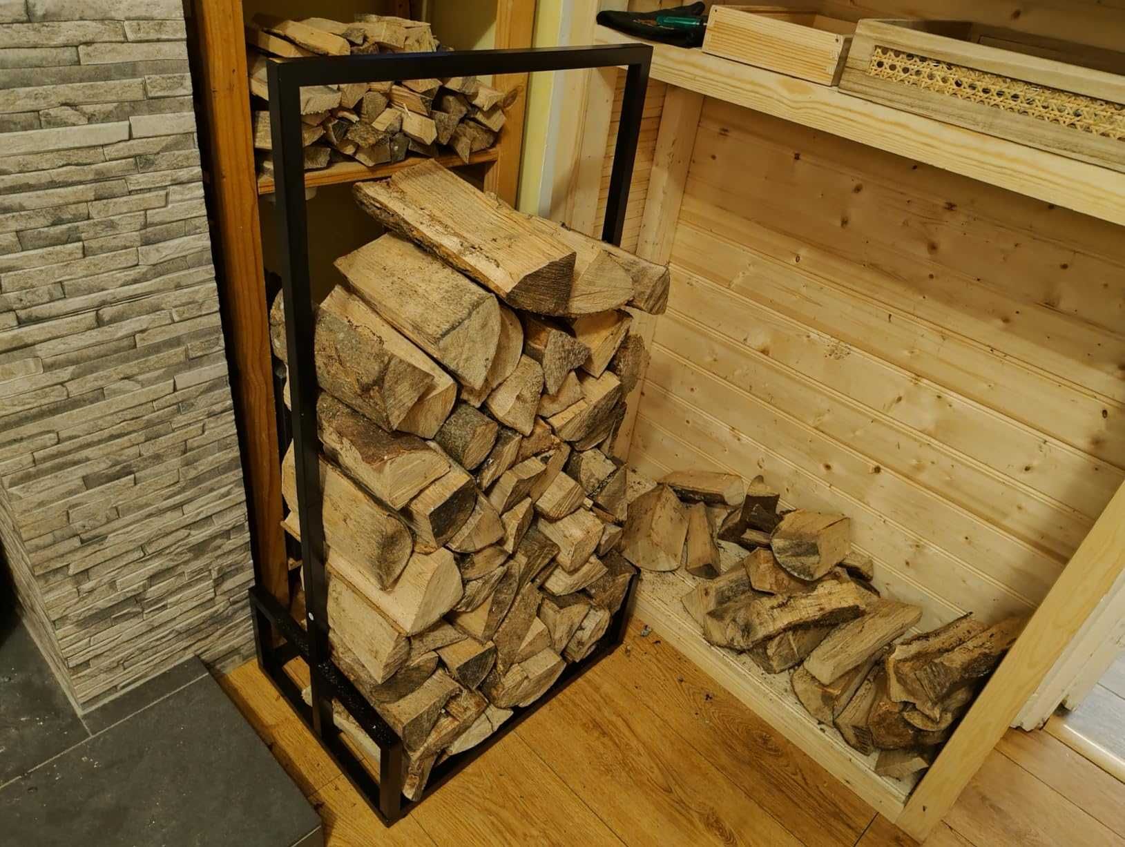 G-Rack Здрава рамка за дърва за огрев, 95x50x35cm, черна