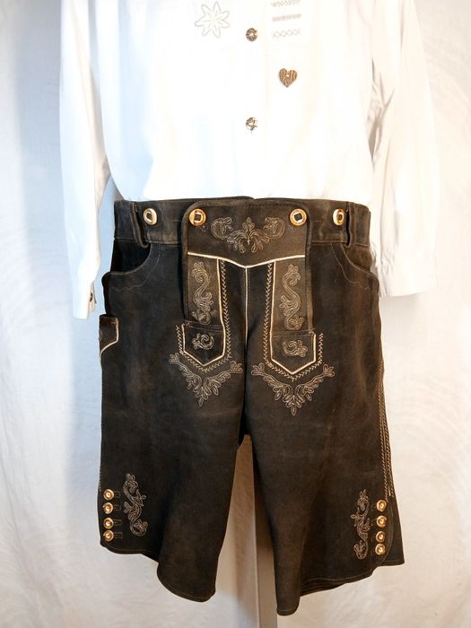 Pantaloni Oktoberfest Lederhose bavarezi nr 56/3XL Pantaloni vânătoare