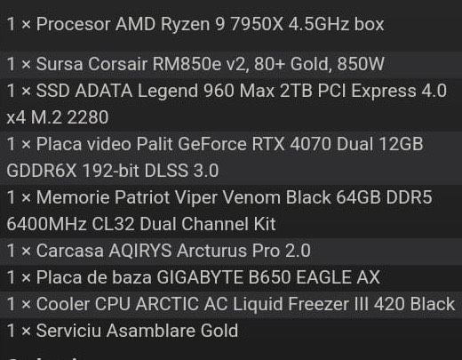 Pc High End, AMD Ryzen 9, RTX 4070 - Garantie 12/24/36 luni