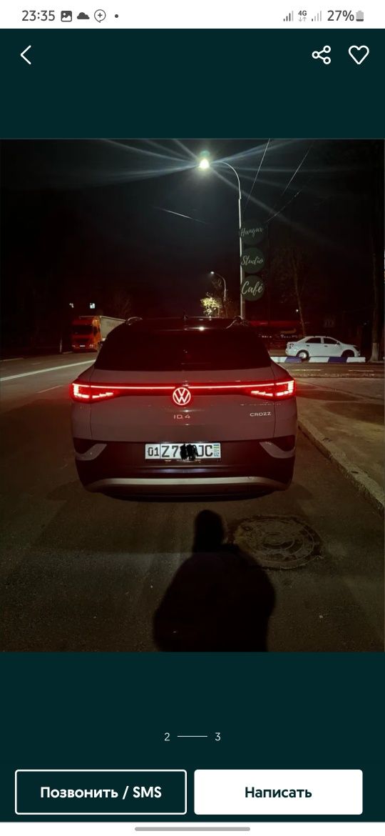 Taksi xizmatlari  Woltsvagen id.4 avto elektr tog'ga samarqand jizzax