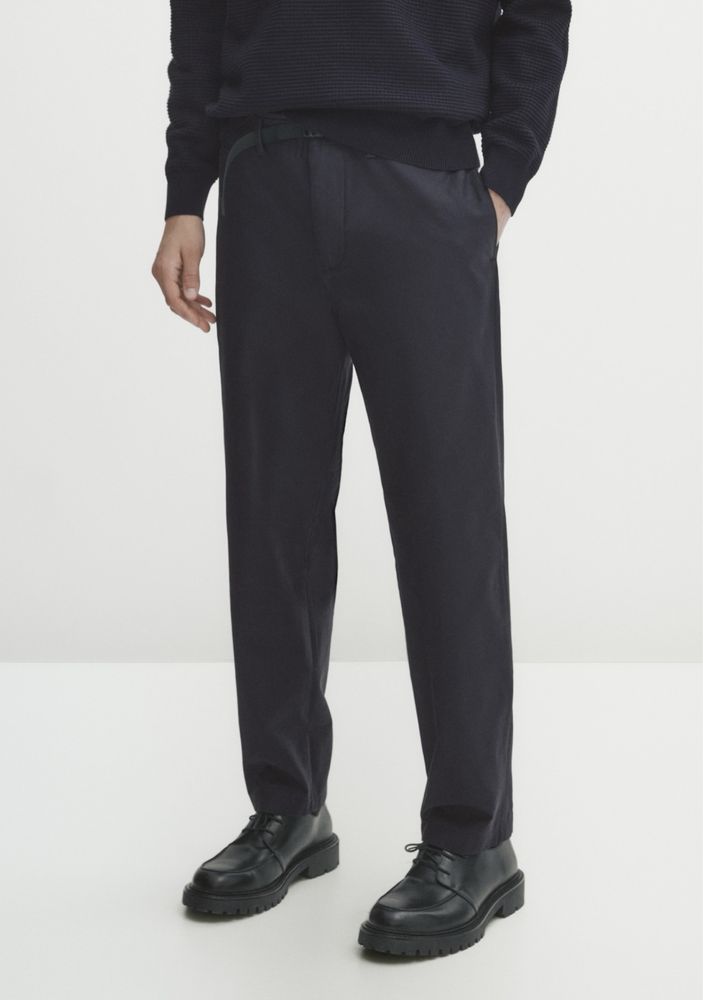Pantaloni chino Massimo Dutti, bleumarin/bej