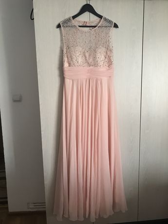 Rochie lunga roz pudra