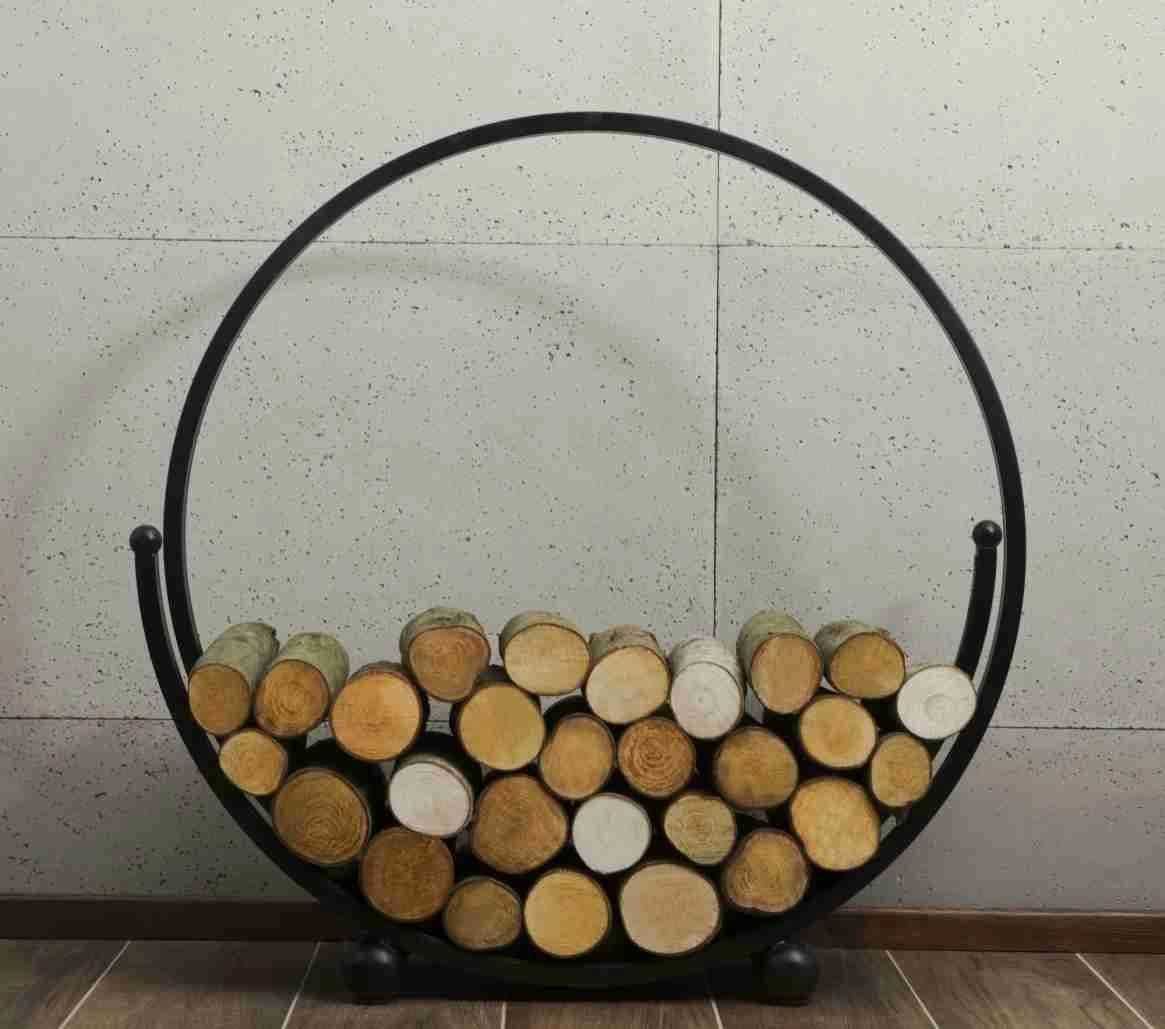 Suport spiral lemne de foc, lucrat manual din otel