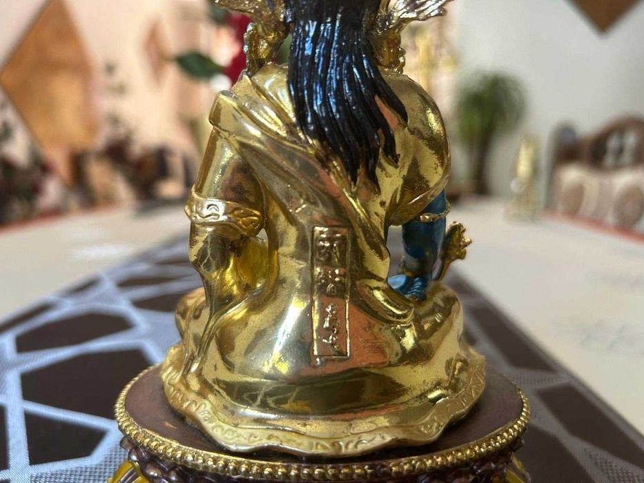 Statuetă cu Buddha al Medicinei+oglindă cu mantre/din metal/20cm.