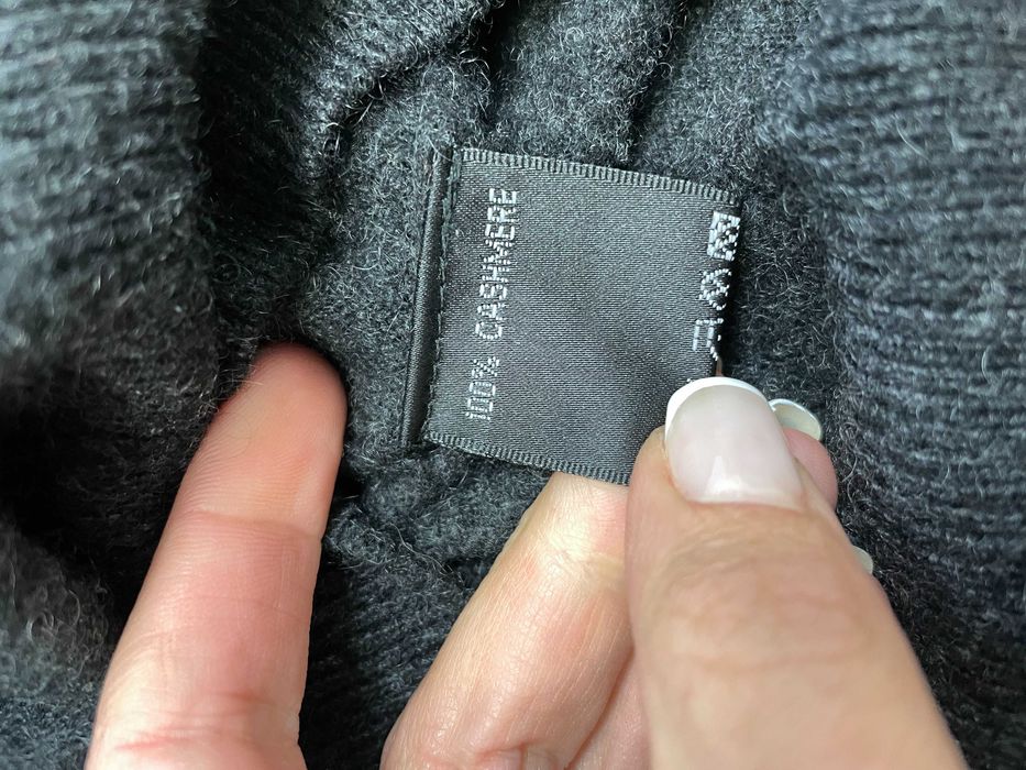 Дамски кашмирен пуловер размер L / XL 100% КАШМИР сив поло яка